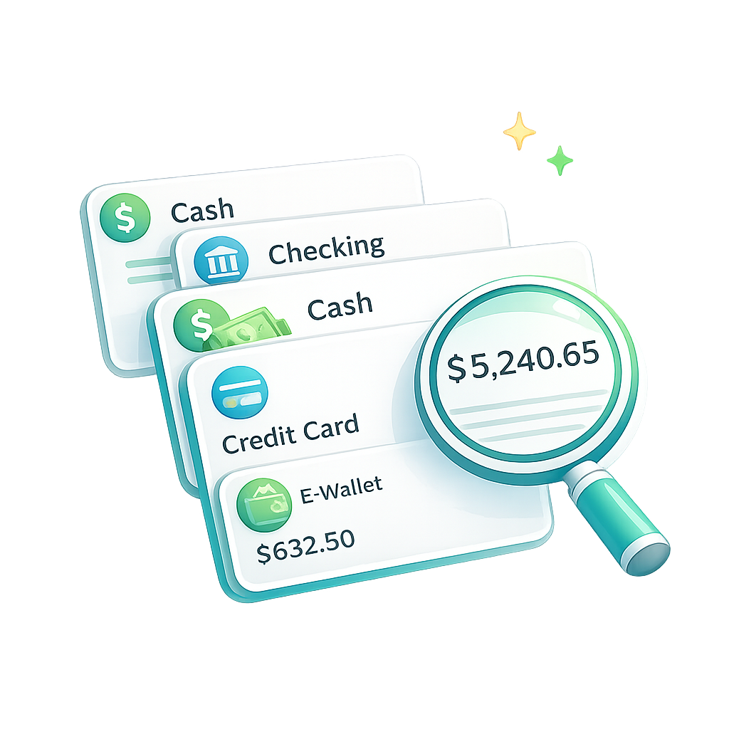 Clover accounts and balances shown together